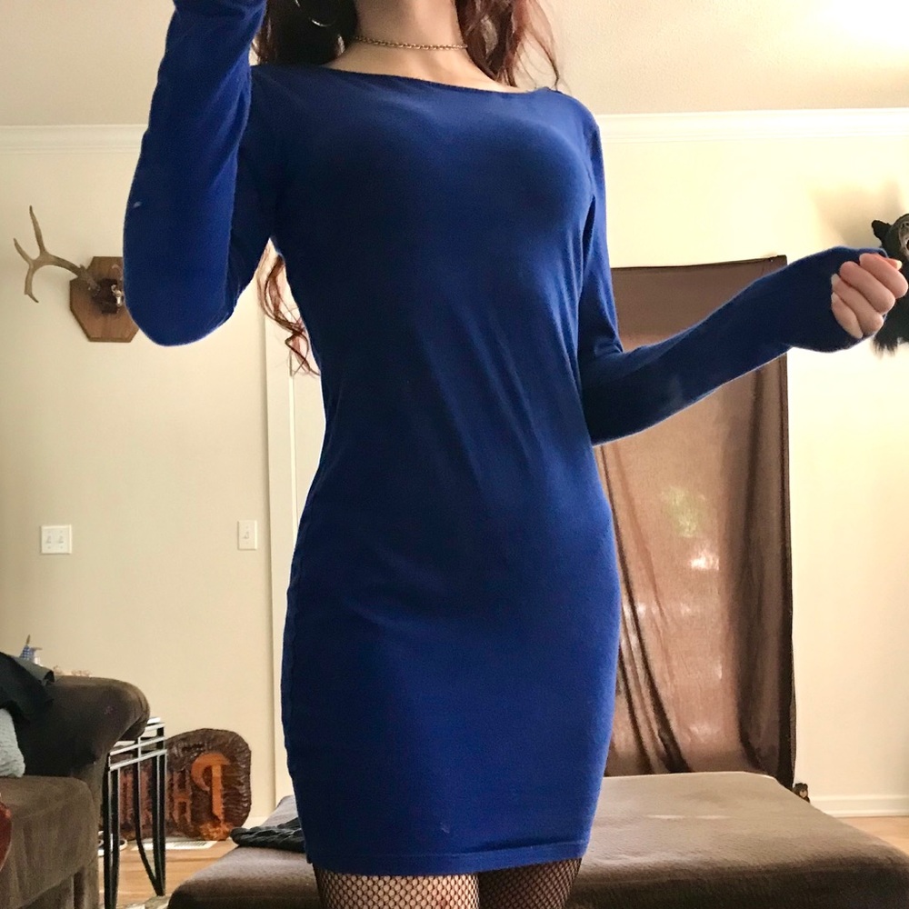 Cross Back Forever 21 Royal Blue Body-con Dress